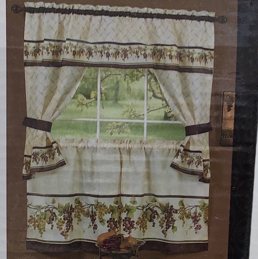 Rod Pocket Kitchen Curtain Set - Picture 2 of 7
